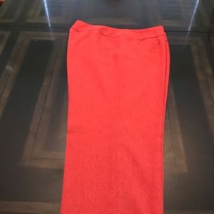 Coral wide leg pants.